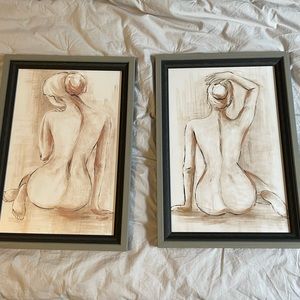Set of 2 Feminine Nude Decor 14x20